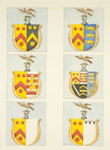 Six blasons dans les vitraux des bas-côtés nord et sud (extrémité est) de la cathédrale de Bristol - Joseph Manning