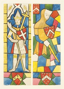 Deux figures dans les vitraux du chœur de la Cathédrale de Bristol