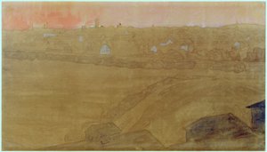 Silhouette de la ville de Darmstadt avec la tour du mariage - Joseph Maria Olbrich