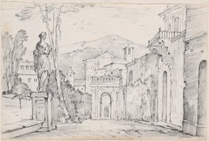 Une rue romaine avec Monte Cavo au loin