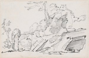 Un mur ancien avec une porte en ruine - Joseph Marie Vien