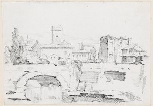Une ville italienne avec un pont de pierre et une cascade