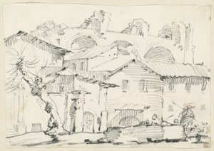 Maisons du côté nord du Forum avec la basilique de Maxence au-delà - Joseph Marie Vien
