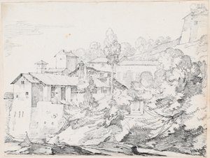 Bâtiments italiens sur une colline - Joseph Marie Vien
