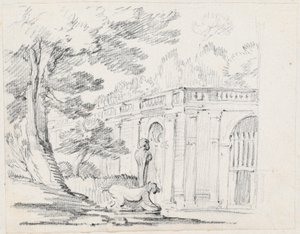 Loggia et statuaire dans un jardin italien - Joseph Marie Vien