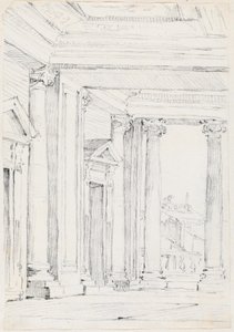 Portique du Palazzo Nuovo, sur le Campidoglio - Joseph Marie Vien
