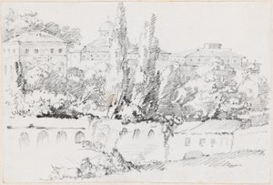 Murs de Rome avec Santa Maria del Popolo au Loin