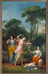 Jeunes femmes grecques cueillant des fleurs endormies - Joseph Marie, the Elder Vien
