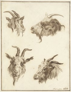 Quatre études de têtes de chèvres - Joseph Mendes da Costa