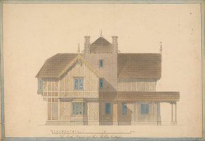 Le cottage du meunier à Chatsworth : élévation de la façade sud - Joseph Michael Gandy