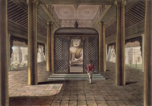 Un soldat debout dans un temple de Rangoon, gravé par George Hunt, 1825 - Joseph Moore
