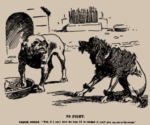 Pas de combat. Caricature sur l