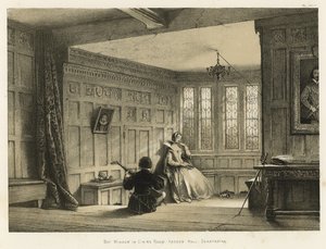 Baie vitrée dans la salle à manger, Haddon Hall, Derbyshire - Joseph Nash
