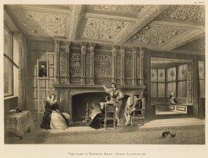 Cheminée dans le salon, Speke, Lancashire