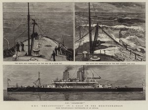 HMS Dreadnought dans une tempête en Méditerranée