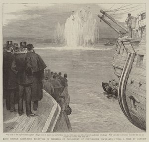 Réception de Lord George Hamilton des membres du Parlement au chantier naval de Portsmouth, déclenchement d