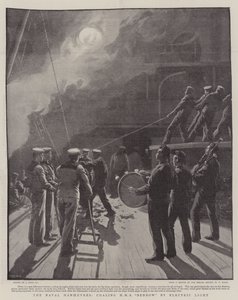 Les manœuvres navales, ravitaillement du HMS Benbow par lumière électrique - Joseph Nash