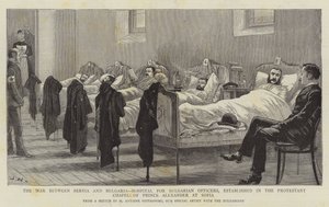 La guerre entre la Serbie et la Bulgarie, hôpital pour officiers bulgares, établi dans la chapelle protestante du prince Alexandre à Sofia - Joseph Nash