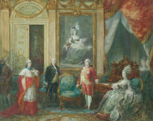 Louis XVI et sa femme Marie-Antoinette recevant un cardinal - Joseph Navlet