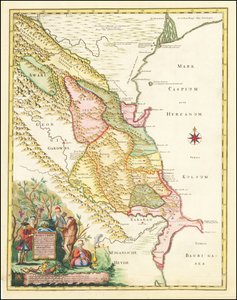 Carte de 1728 de la région de la mer Caspienne occidentale par Joseph Nicholas de L