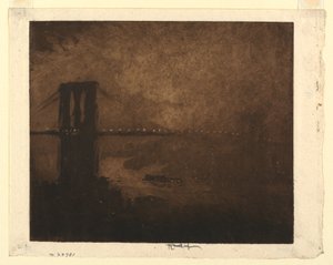 Pont de Brooklyn la nuit - Joseph Pennell