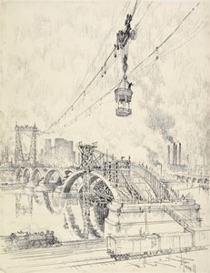 Construction du pont, Minneapolis, 1915 - Joseph Pennell