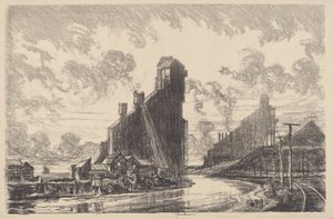 Casseur de charbon sur la rivière, 1910 - Joseph Pennell