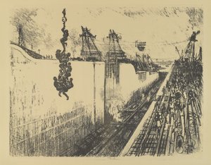 Heure du dîner, Écluse de Gatun, 1912 - Joseph Pennell