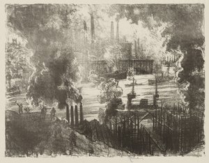 Travail de guerre anglais : Rivière de munitions - Joseph Pennell