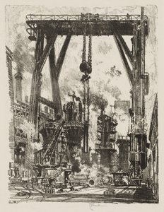 Travail de guerre anglais : Le vieux puits de canon - Joseph Pennell