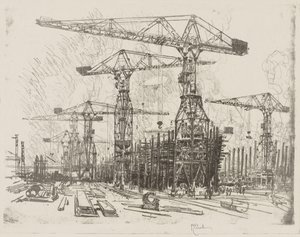 Travail de guerre anglais : Le vieux chantier naval - Joseph Pennell