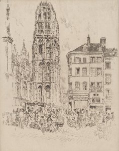Marché aux fleurs et Tour de Beurre, Rouen, 1907