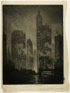 Depuis Courtlandt Street Ferry - Joseph Pennell