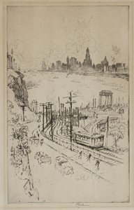 New York, depuis le New Jersey - Joseph Pennell