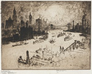 New York depuis le pont de Williamsburg - Joseph Pennell