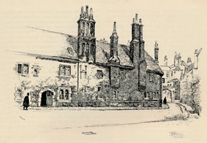 Vieille Chartreuse : Façade extérieure de Washhouse Court, avec la porte intérieure, 1886