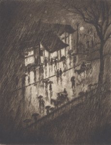 Nuit pluvieuse, magasins de Charing Cross - Joseph Pennell
