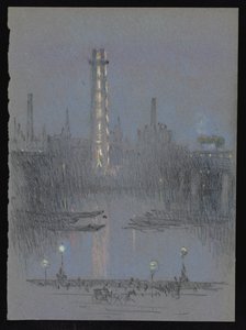 Tour de tir avec lumières nocturnes, depuis l