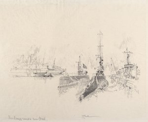 Sous-marins au port, 1917 - Joseph Pennell