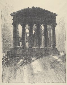 Lever de soleil derrière le Temple de la Concorde, Girgenti