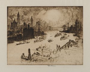 Coucher de soleil depuis le pont de Williamsburg, 1915
