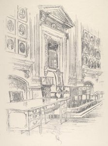 Table et chaise, salle des signataires, Independence Hall, 1912 - Joseph Pennell
