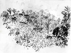 Le Village Américain, planche X de Le Canal de Panama par Joseph Pennell, 1912 - Joseph Pennell