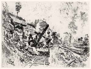 La Coupe à Bas Obispo, planche XI de Le Canal de Panama par Joseph Pennell, 1912 - Joseph Pennell