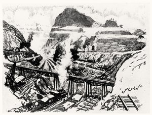 La Coupe à Paraiso, planche XVI de Le Canal de Panama par Joseph Pennell, 1912