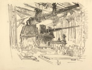 La série de guerre anglaise : W. 448 Montage des canons dans les tourelles - Joseph Pennell