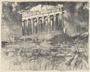 La façade du Parthénon, coucher de soleil - Joseph Pennell
