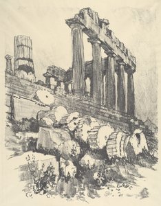 La colonne tombée, Athènes - Joseph Pennell