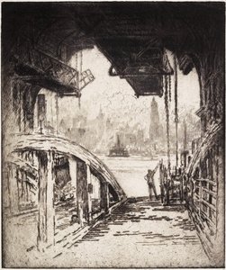 La maison du ferry; Le ferry de Cortland Street depuis le côté de Jersey City, 1919