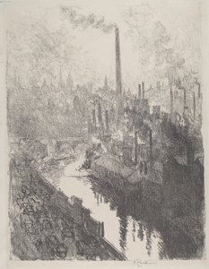 La grande cheminée, le parc automobile - Joseph Pennell